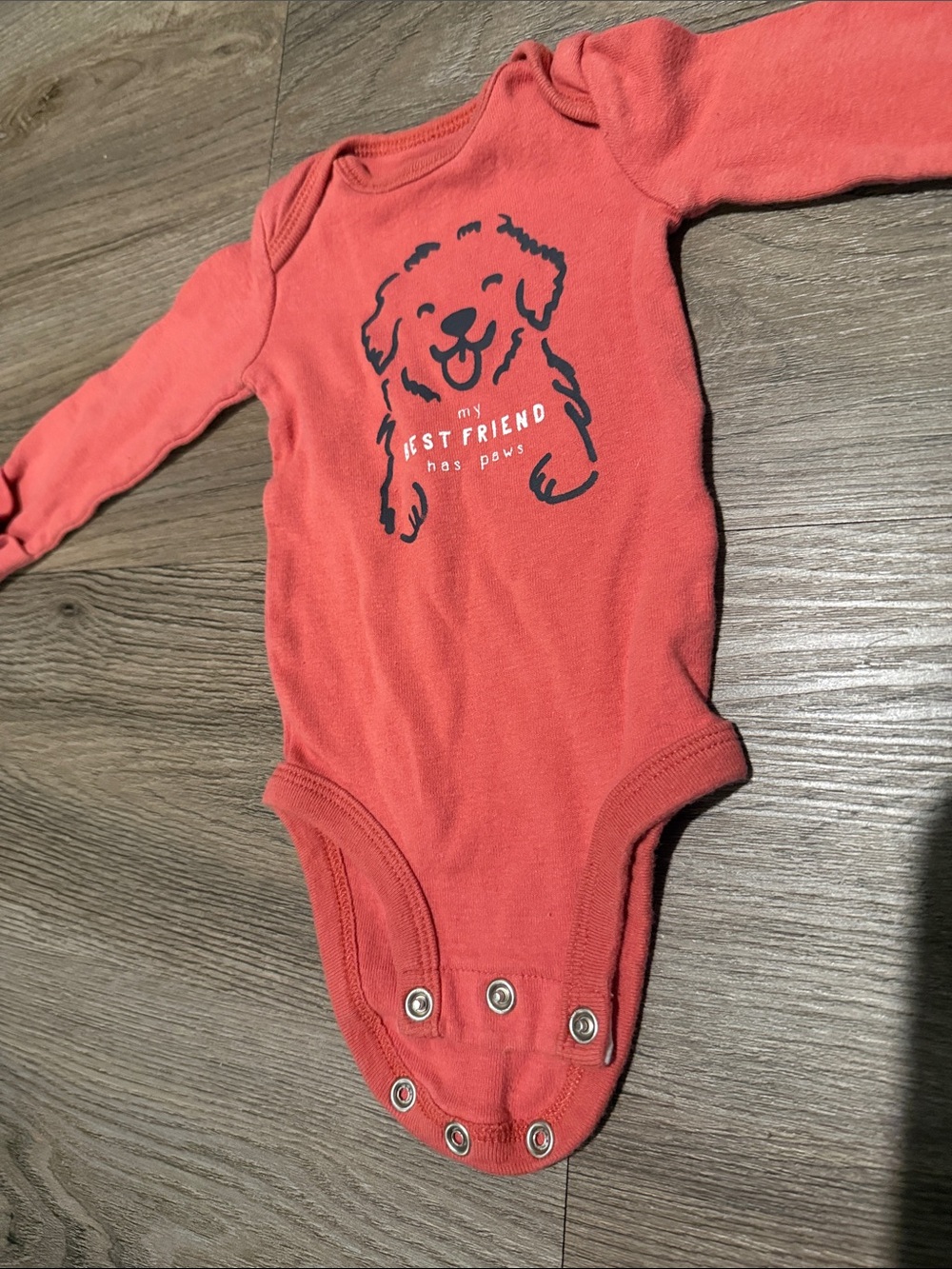 Carter's Coral Long-Sleeve Baby One-Piece with Puppy Graphic